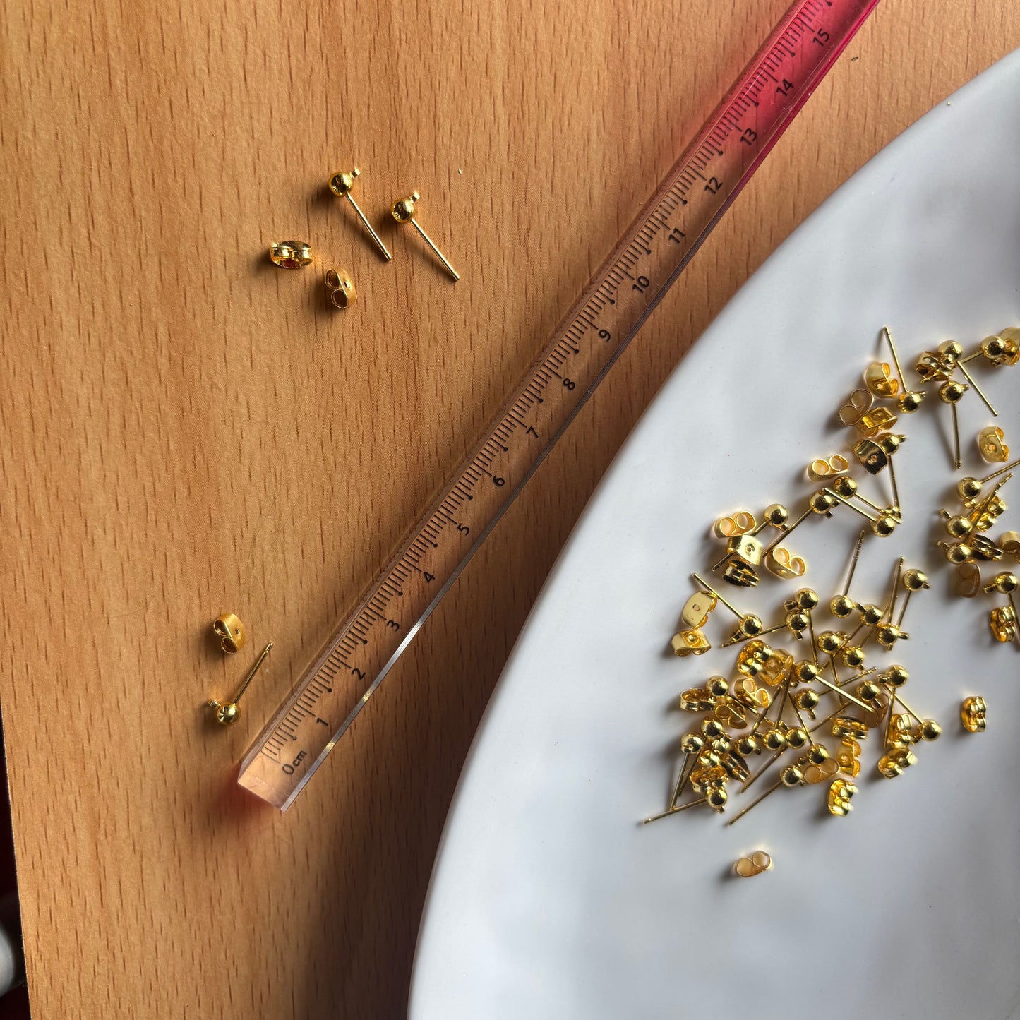 Brass with 18k Gold Plated - Ball Earring with Kadi Stud - Anti Tarnish