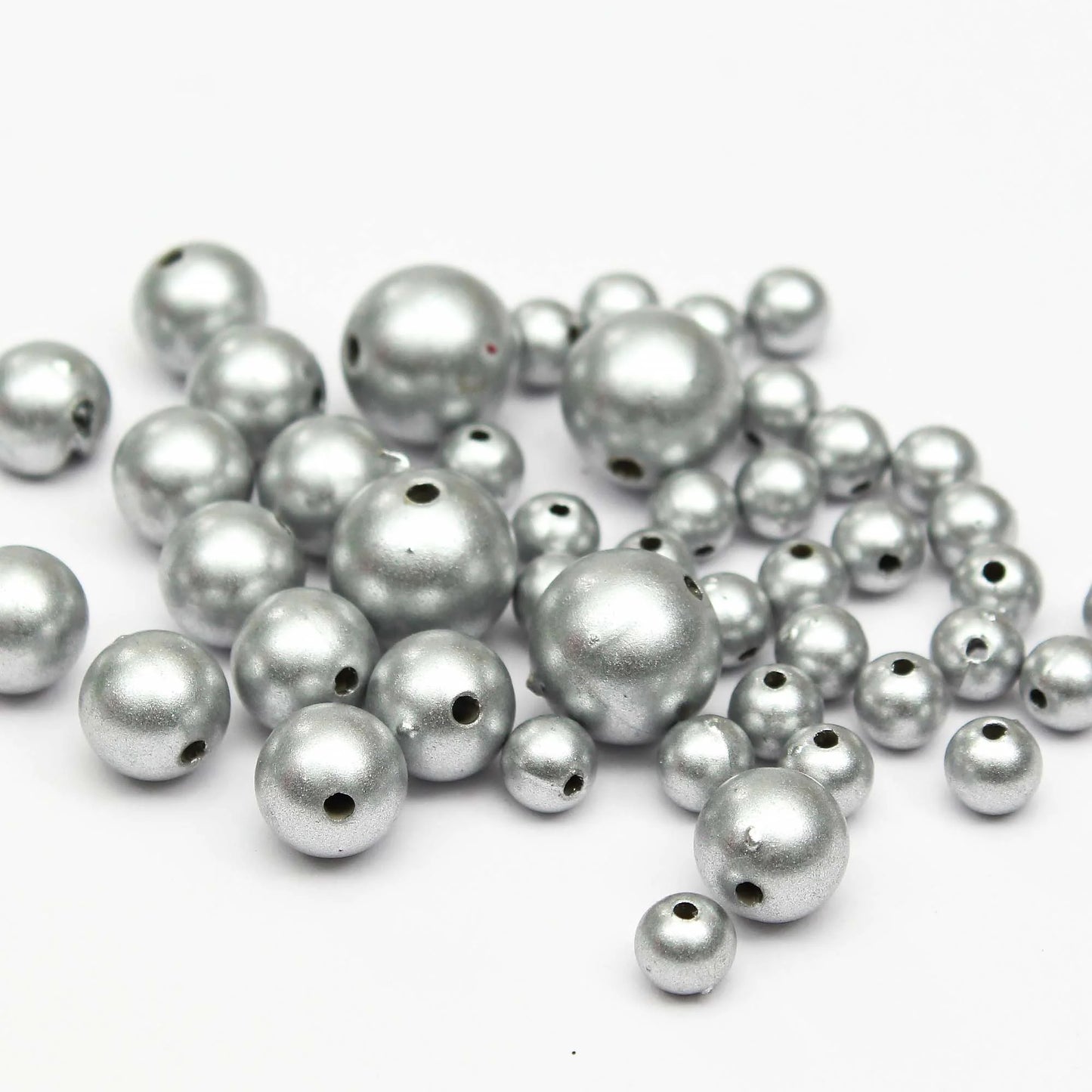 Round Pearl Beads - Silver