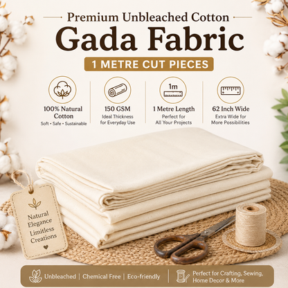 Premium Unbleached Cotton Gada Fabric (1 Metre Cut)