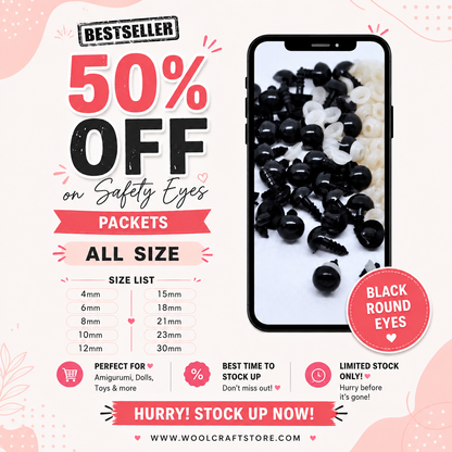 Safety Eyes (Black) - Packets (100 pices)