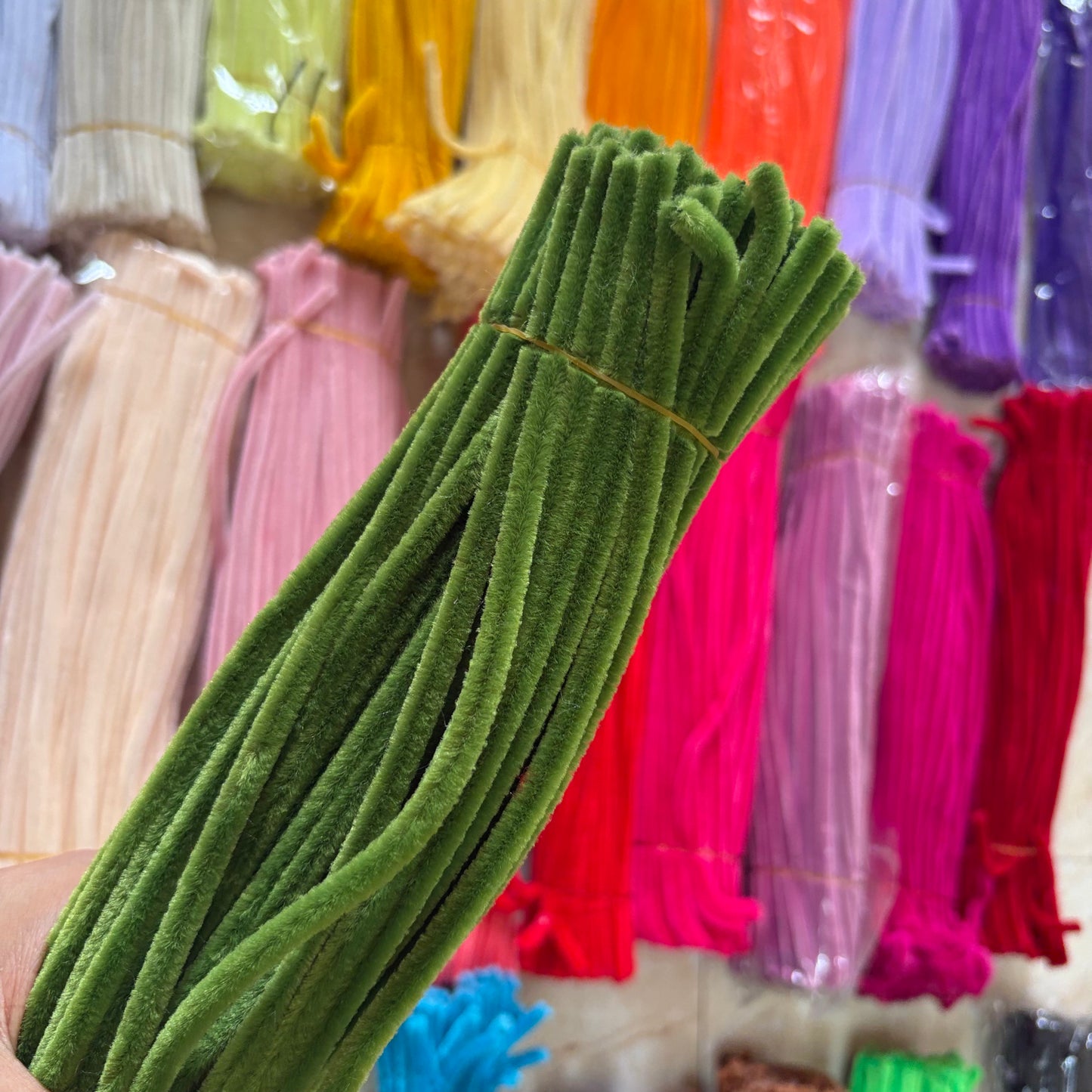 Pipe Cleaners – Premium Chenille Stems (100pcs) - Moss Green